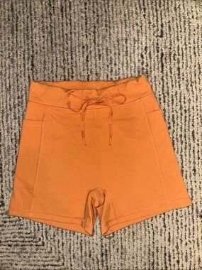 aerie Orange High-Rise Bike Shorts with Drawstring